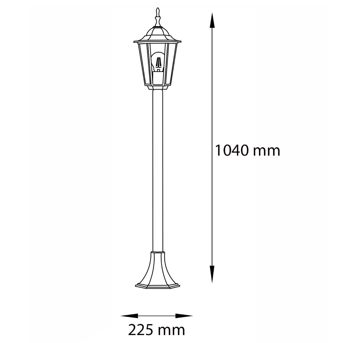 Tuinlamp – Lage Buitenlantaarn op Paal – 1 m Hoog – E27 – Patina