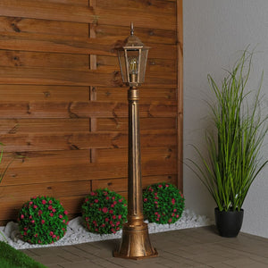 Tuinlamp – Lage Buitenlantaarn op Paal – 1 m Hoog – E27 – Patina