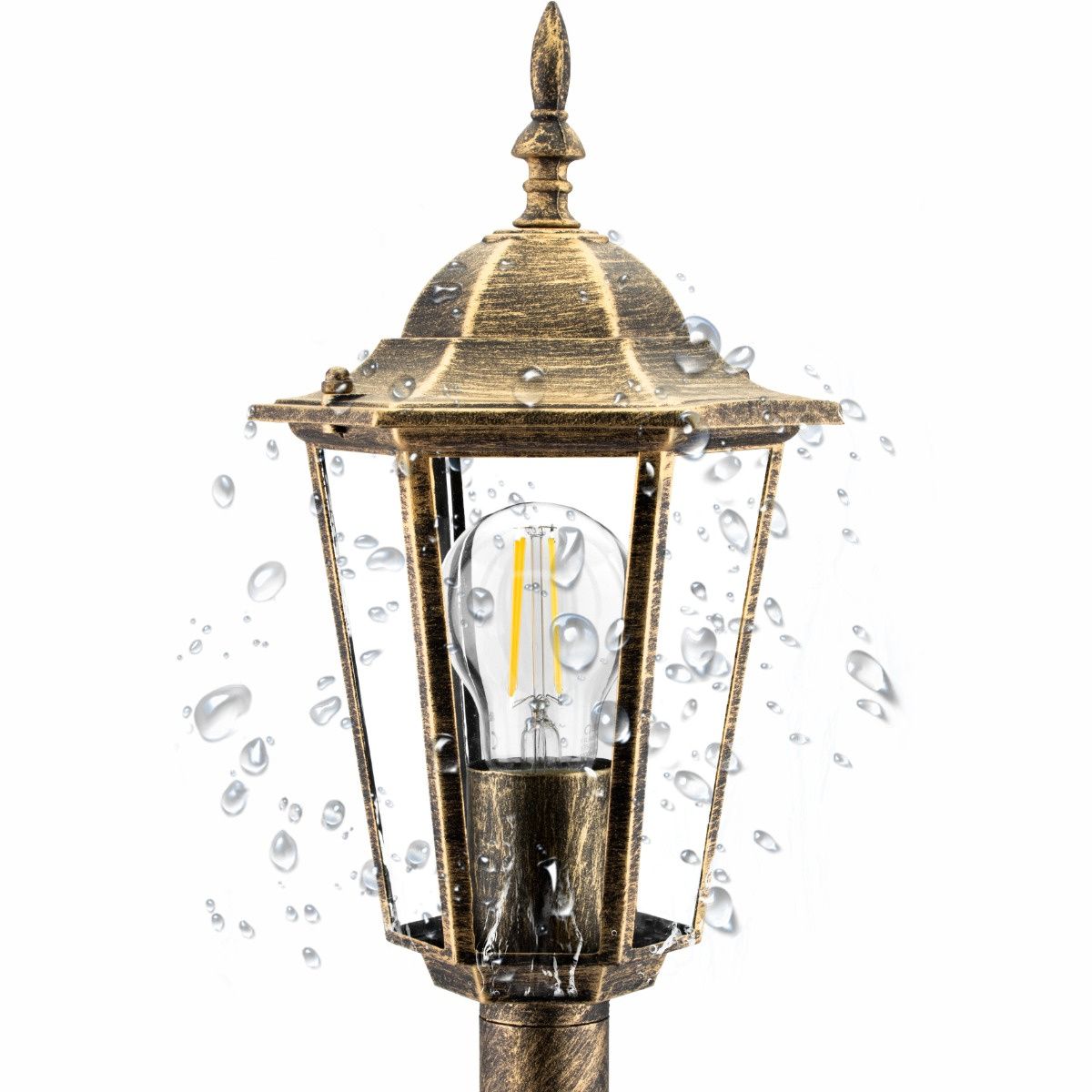 Tuinlamp – Lage Buitenlantaarn op Paal – 1 m Hoog – E27 – Patina