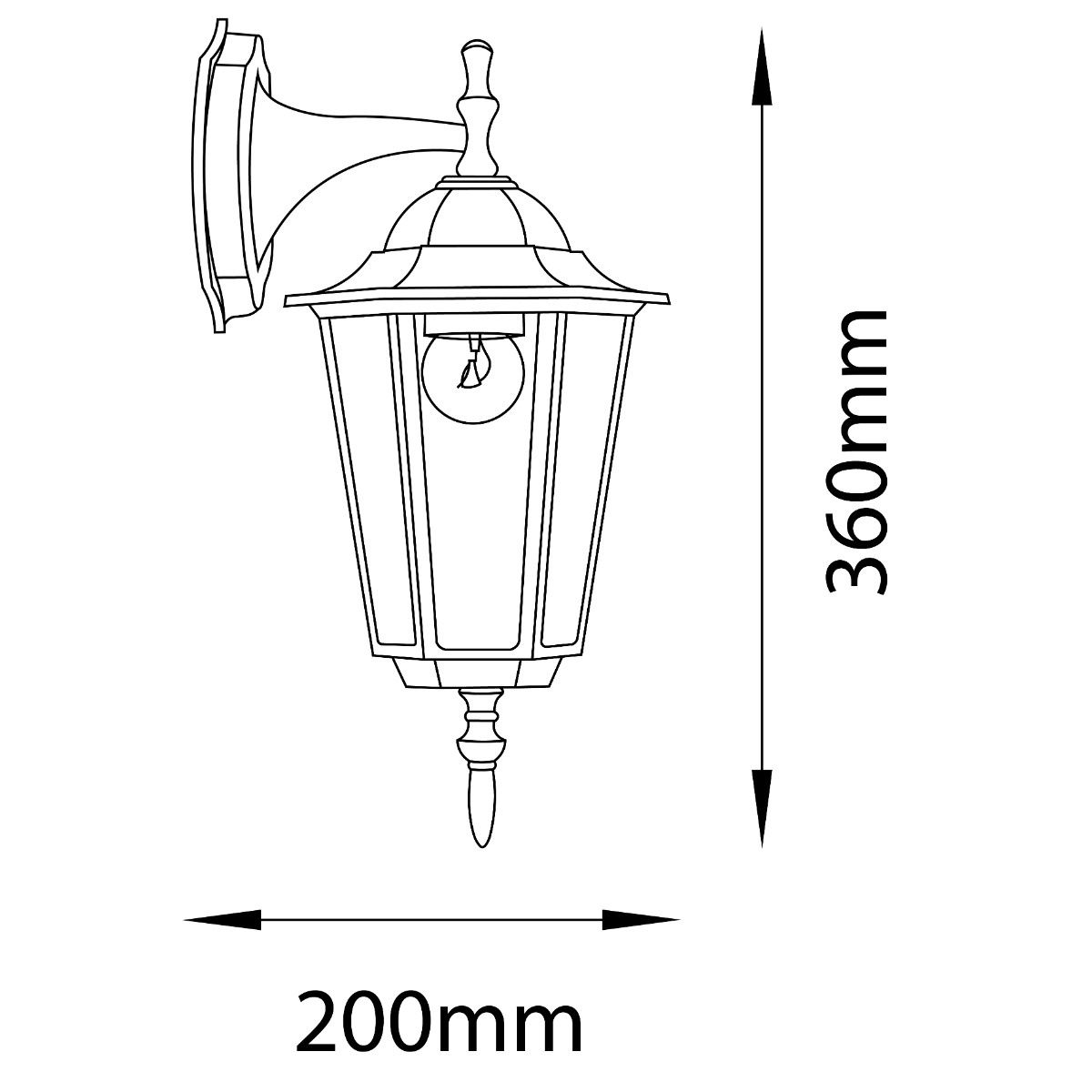 Buitenwandlamp Down – E27 Gevellantaarn in Patina Stijl