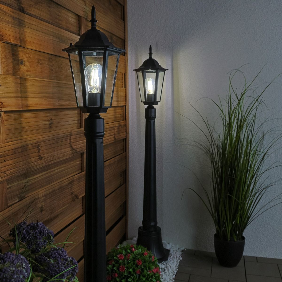 Tuinlantaarn – Buitenlamp op Paal – E27 – 1 m Hoog – Zwart