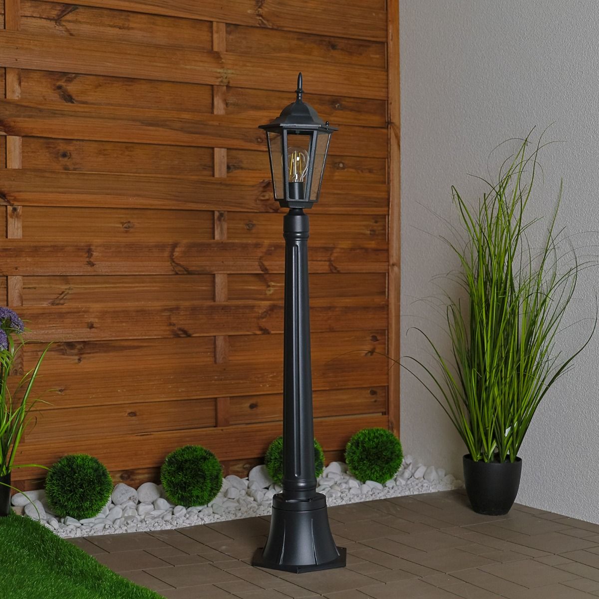 Tuinlantaarn – Buitenlamp op Paal – E27 – 1 m Hoog – Zwart