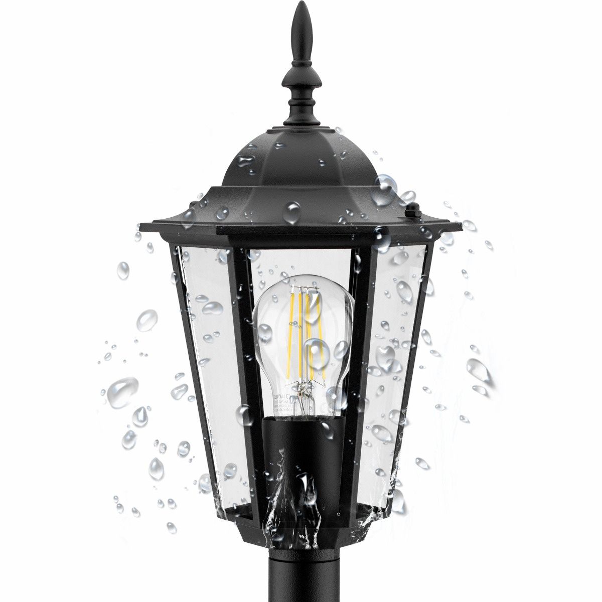 Tuinlantaarn – Buitenlamp op Paal – E27 – 1 m Hoog – Zwart