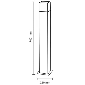 Tuinlamp Buiten – Vierkante Staande Paal 74cm – Zwart – E27 Fitting
