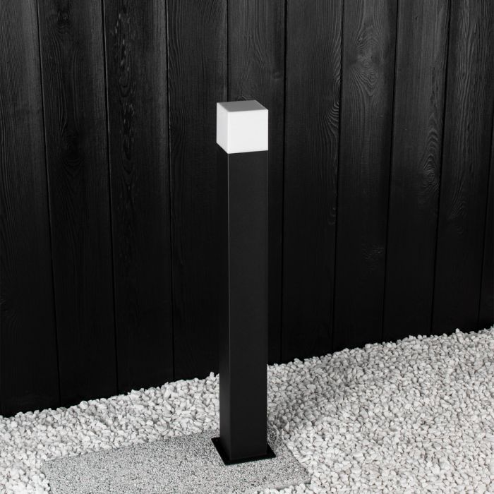 Tuinlamp Buiten – Vierkante Staande Paal 74cm – Zwart – E27 Fitting