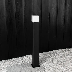 Tuinlamp Buiten – Vierkante Staande Paal 74cm – Zwart – E27 Fitting