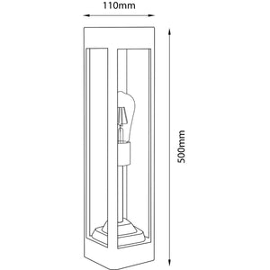 Buitenlamp Tuinpaal – Zwart Aluminium & Glas – 50cm – E27 Fitting – Staande Tuinverlichting