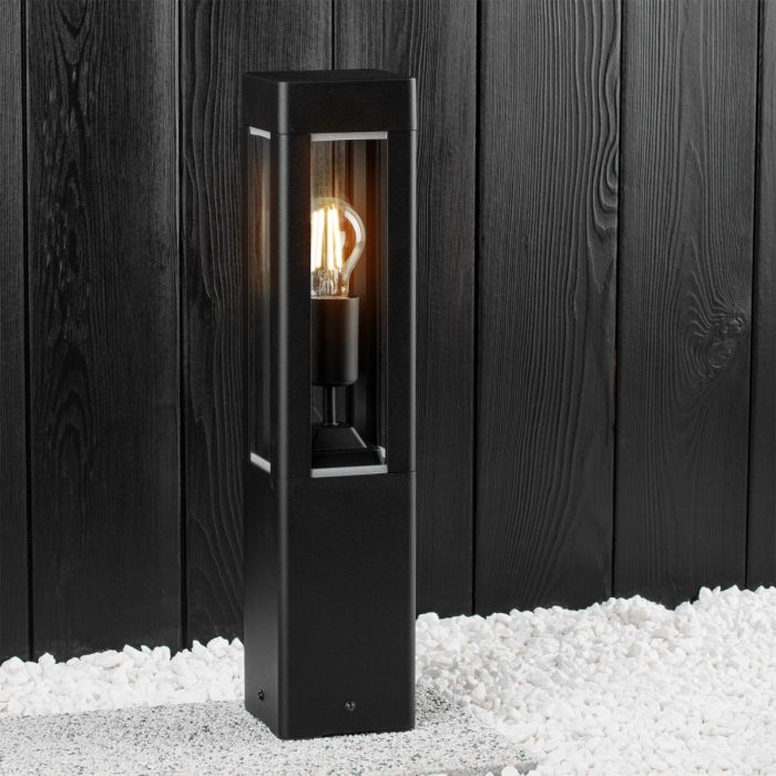 Buitenlamp Tuinpaal – Zwart Aluminium & Glas – 50cm – E27 Fitting – Staande Tuinverlichting