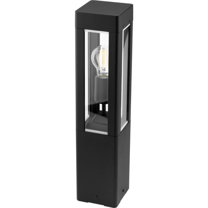 Buitenlamp Tuinpaal – Zwart Aluminium & Glas – 50cm – E27 Fitting – Staande Tuinverlichting