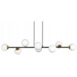 Hanglamp 8 lampen witte bol zwart/goud