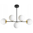 Hanglamp Woonkamer Plafondlamp 5-Lamps Witte bol Zwart/Goud